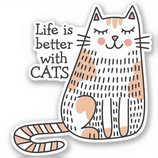 猫と一緒が最高 ドゥードル シール (正面)