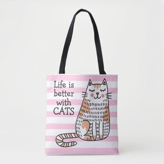 猫と一緒が最高 ドゥードル トートバッグ (正面)