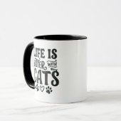 猫と一緒が最高 マグカップ - 肉球 コーヒーカップ ギフト (正面左)