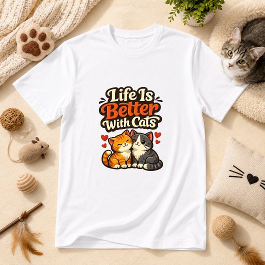猫と一緒が最高 猫のユーモア Tシャツ
