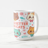 猫と一緒が最高 - 猫好きへのギフト コーヒーマグカップ (正面右)