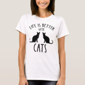 猫と一緒が最高 Tシャツ (正面)