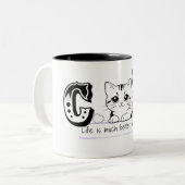 "猫と一緒ならきっと毎日がもっと幸せ - かわいい猫のデザイン" ツートーンマグカップ (正面左)