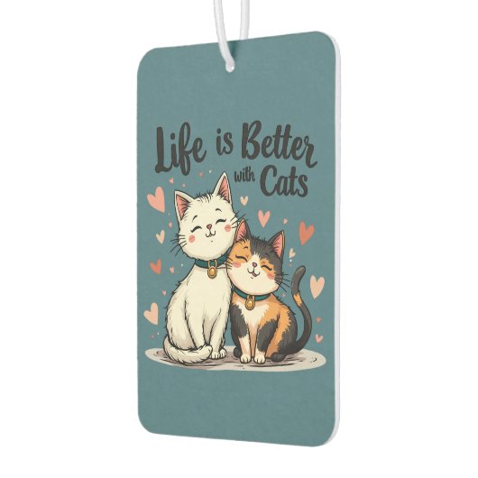 猫と一緒なら人生はもっと素敵 ネコちゃんの可愛い世界 カーエアーフレッシュナー (左)