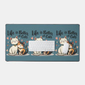 猫と一緒なら人生はもっと素敵 ネコちゃんの可愛い世界 デスクマット (キーボード&マウス)