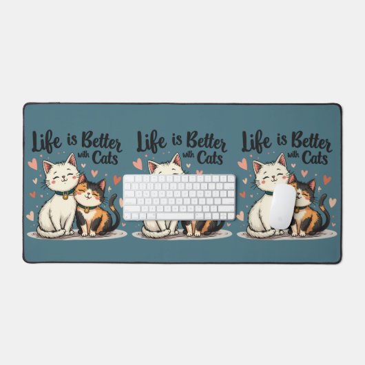 猫と一緒なら人生はもっと素敵 ネコちゃんの可愛い世界 デスクマット (キーボード&マウス)