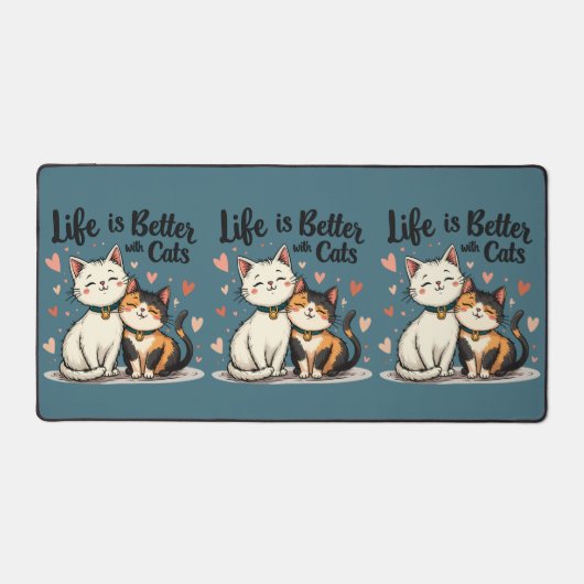 猫と一緒なら人生はもっと素敵 ネコちゃんの可愛い世界 デスクマット (正面)