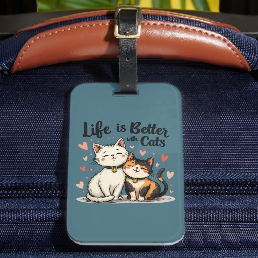 猫と一緒なら人生はもっと素敵 ネコちゃんの可愛い世界 ラゲッジタグ (正面インサイチュ2)