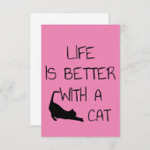 猫と一緒なら人生はもっと素敵 - 猫好きのためのグッズ エンクロージャーカード (正面/裏面)