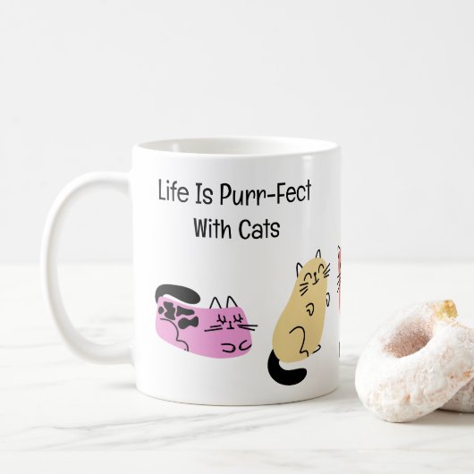 猫と一緒なら人生は完璧 コーヒーマグカップ (ドーナツ)