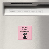 「猫と一緒につるいたい」かわいい黒猫 マグネット (インサイチュ (食洗機))