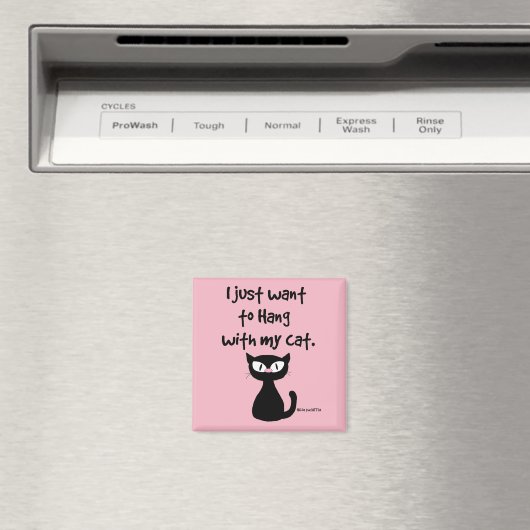 「猫と一緒につるいたい」かわいい黒猫 マグネット (インサイチュ (食洗機))