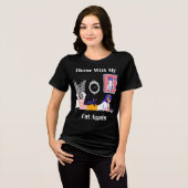 猫と一緒に帰宅 猫好き イントロバート トライブレンドTシャツ (正面全面)