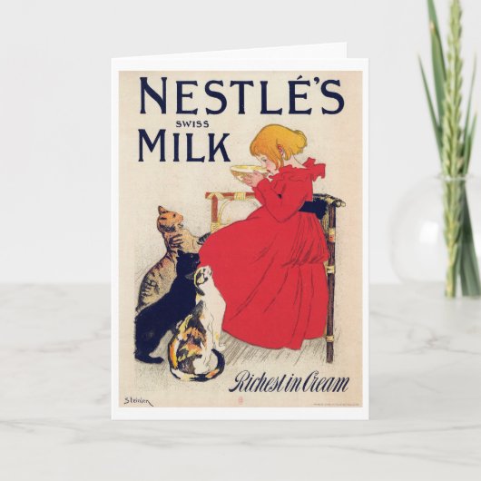 猫と一緒に暮らす女の子,ヴィンテージのポスター,アレクサンドル・ステインレン カード (正面)