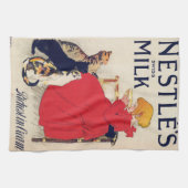 猫と一緒に暮らす女の子，ヴィンテージのポスター，アレクサンドル・ステインレン キッチンタオル (横)