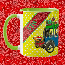 猫と一緒に楽しむサンタのドライブヴィンテージカー