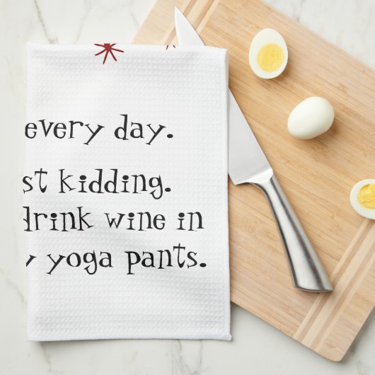 猫と一緒に毎日ヨガおもしろい引用文をする キッチンタオル (四つ折り)