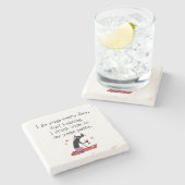 猫と一緒に毎日ヨガおもしろい引用文をする ストーンコースター (横)