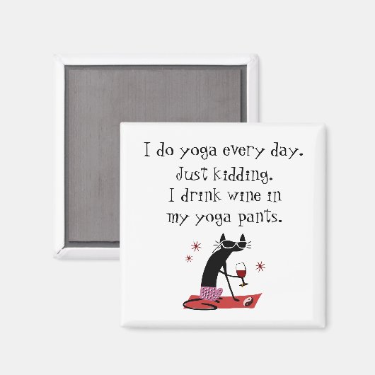 猫と一緒に毎日ヨガおもしろい引用文をする マグネット (正面/裏面)