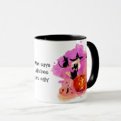 猫と一緒に生きる青白いハロウィーンの魔女 マグカップ (正面右)