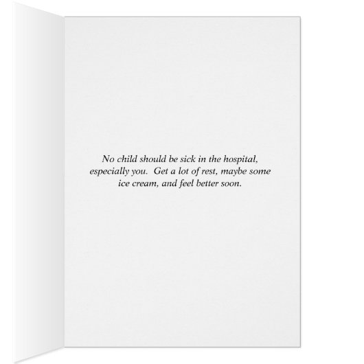 猫と一緒に病院のベッドで子ども用のウェルカードを手に入れる (内側 (右))