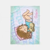 猫と一緒に眠る少女 フリースブランケット (正面)