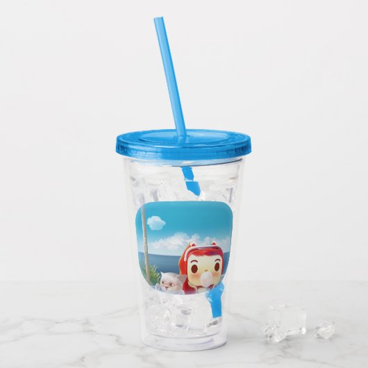 猫と一緒に電車に行く アクリルタンブラー (アイス正面)