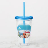 猫と一緒に電車に行く アクリルタンブラー (正面)