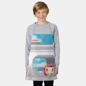 猫と一緒に電車に行く エプロン (着用した状態)