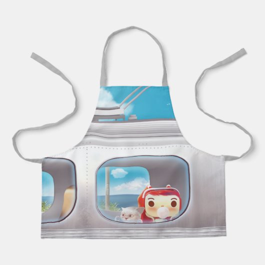 猫と一緒に電車に行く エプロン (正面)