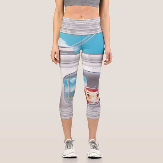 猫と一緒に電車に行く カプリレギンス (正面)