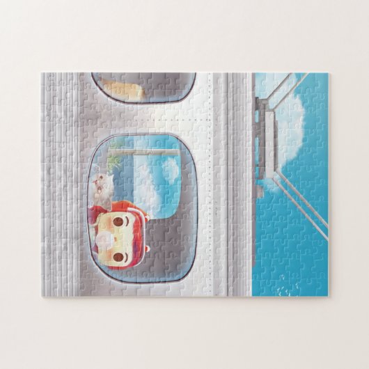 猫と一緒に電車に行く ジグソーパズル (横)
