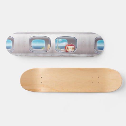 猫と一緒に電車に行く スケートボード (横)