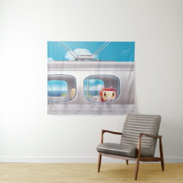 猫と一緒に電車に行く タペストリー