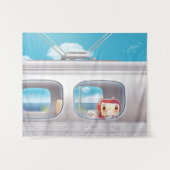 猫と一緒に電車に行く タペストリー (正面(横))