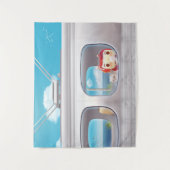 猫と一緒に電車に行く タペストリー (正面)