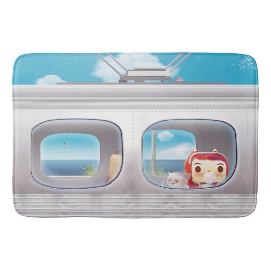 猫と一緒に電車に行く バスマット (正面)