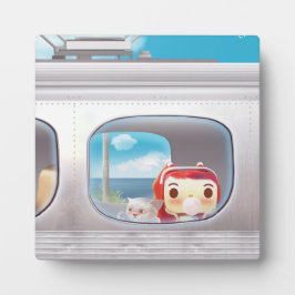 猫と一緒に電車に行く フォトプラーク