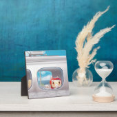 猫と一緒に電車に行く フォトプラーク (インサイチュ)