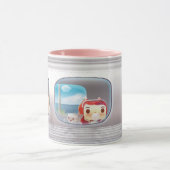 猫と一緒に電車に行く マグカップ (中央)