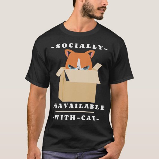 猫と一緒のソーシャルレス ネコ好きのためのTシャツ Tシャツ (正面)
