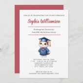 猫と一緒の幼稚園女卒業お祝い 案内状 (正面/裏面)