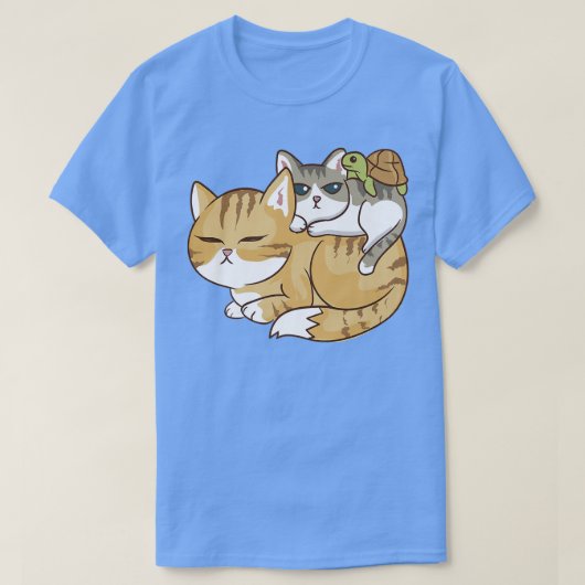 猫と亀の山 – かわいいかわいいアニメかわいい Tシャツ (デザイン正面)