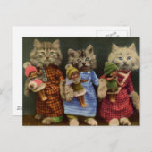 猫と人形 ポストカード (正面/裏面)