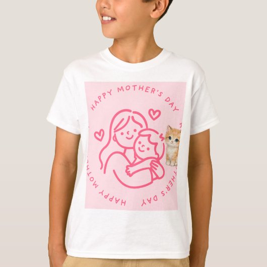 猫と仔猫のデザインTシャツ Tシャツ (正面)