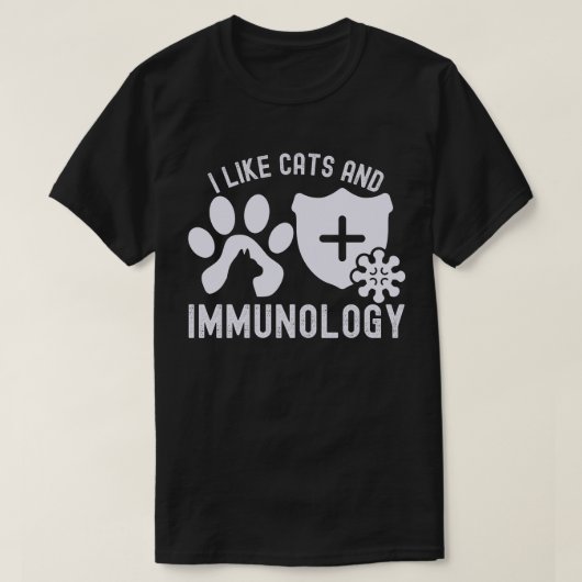 猫と免疫学が好き Tシャツ (デザイン正面)