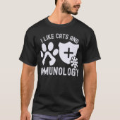 猫と免疫学が好き Tシャツ (正面)