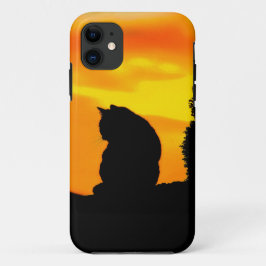 猫と夕日 iPhone 11 ケース