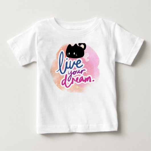 猫と夢のデザインTシャツ ベビーTシャツ (正面)