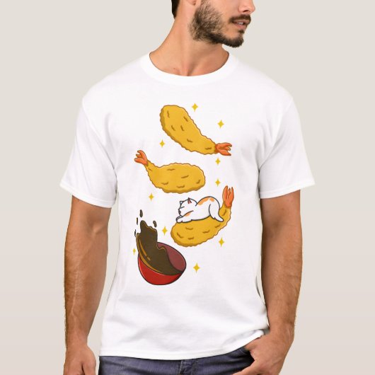 猫と天ぷら Tシャツ (正面)